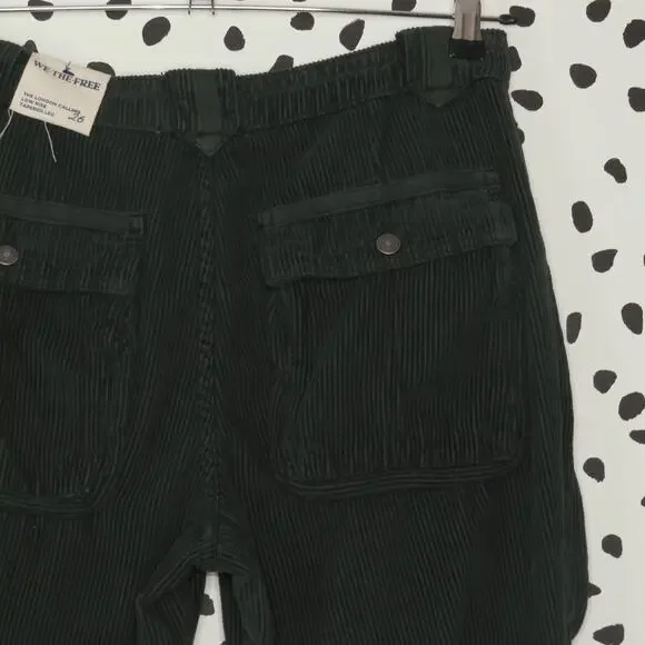 Free People Green London Calling Slouchy Cord Pants - Picture 7 of 14